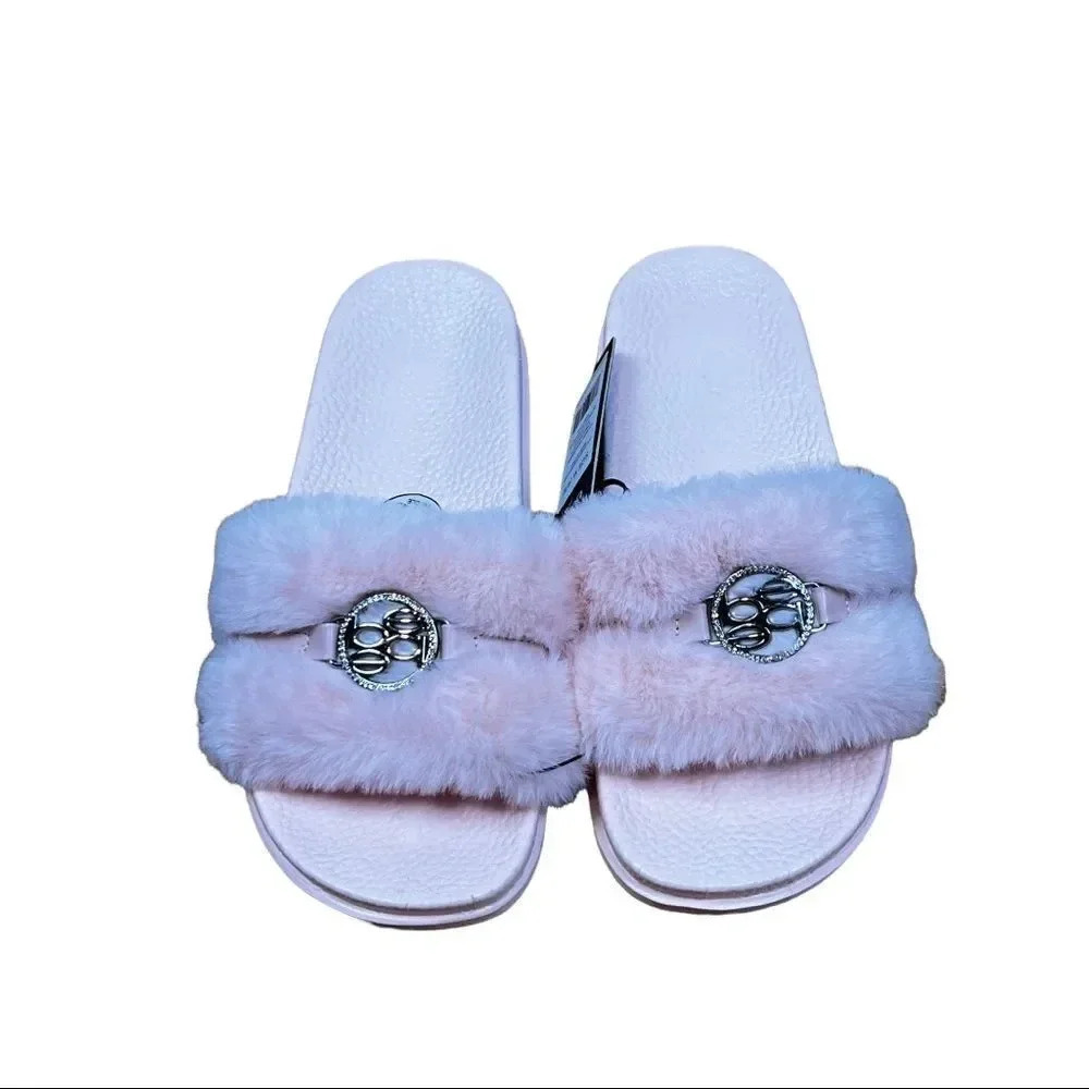 Bebe Girls Fur Slides 4/5